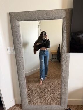 Free People Distressed High-Rise Wide Leg Jeans in Blue